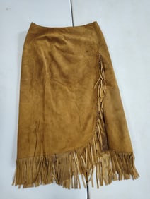 Lew Magram Designer leather/suede fringed wrap skirt / ceremonial ware