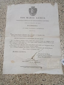 Maria Luigia's Document Decree 1826 w/ Coat of Arms Original document w/ Cert. of Authenticity