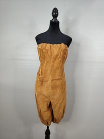Custom Fashion Designer Vintage leather/suede strapless short romper