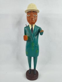 West African Colonial Male Figure hand carved and painted wood
