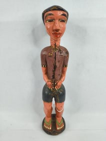 African Art Ancien Colon Baoule Socle hand sculpted and painted