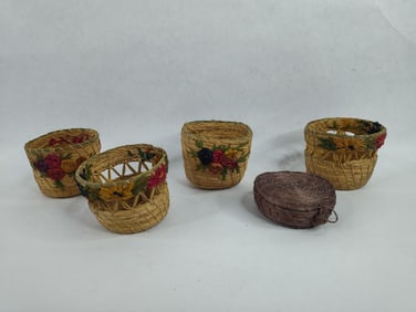 Hand woven straw trinket baskets Jamaican local craftsmanship