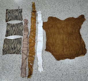 Fashion Designer trim scraps inc. leather, hide and snake skin