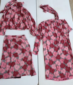 Onyx Designer custom Vintage dress and skirt in a floral silk