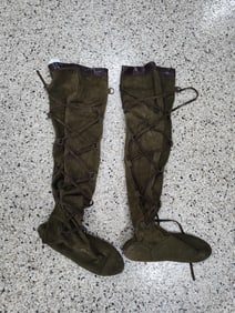 Designer custom suede thigh high boots Made in Italy