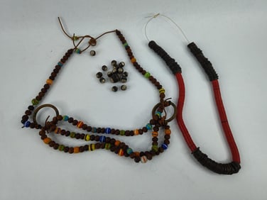 African ceremonial beadwork necklaces and loose beads