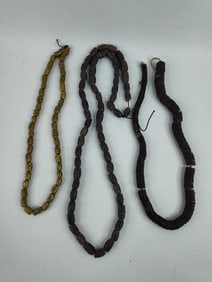 African trade bead lot and brass beaded necklace