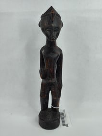Luba Male Ancestor African Tribal Art hand carved wood figural statue
