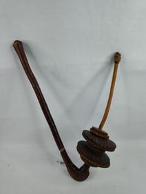 African cultural ritual wood artifact for ceremonies producing sound