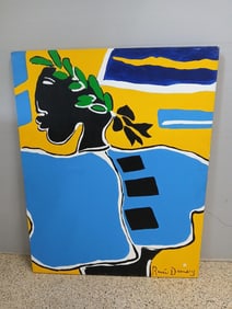 Original Designer/Artist Renee Demsey Artist Signed stylized abstract canvas painting