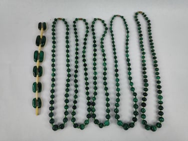 All natural materials and Malachite jewelry lot including necklaces as well as bracelet
