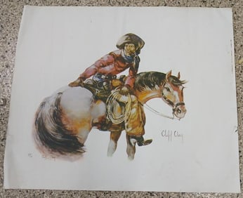 Original artist signed and numbered Cliff Clary Western art Buck Taylor print