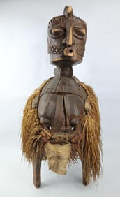 Original African Baga Nimba Fertility Headdress Shoulder Mask w/ Snakeskin and Hide