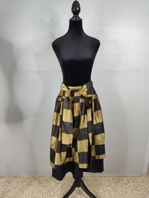 Vintage Valentino Missy Italy Collection Black and Gold Block Skirt