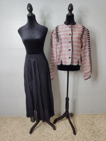 Onyx Custom Designer button up Jacket and MZM Designs Sheer black skirt