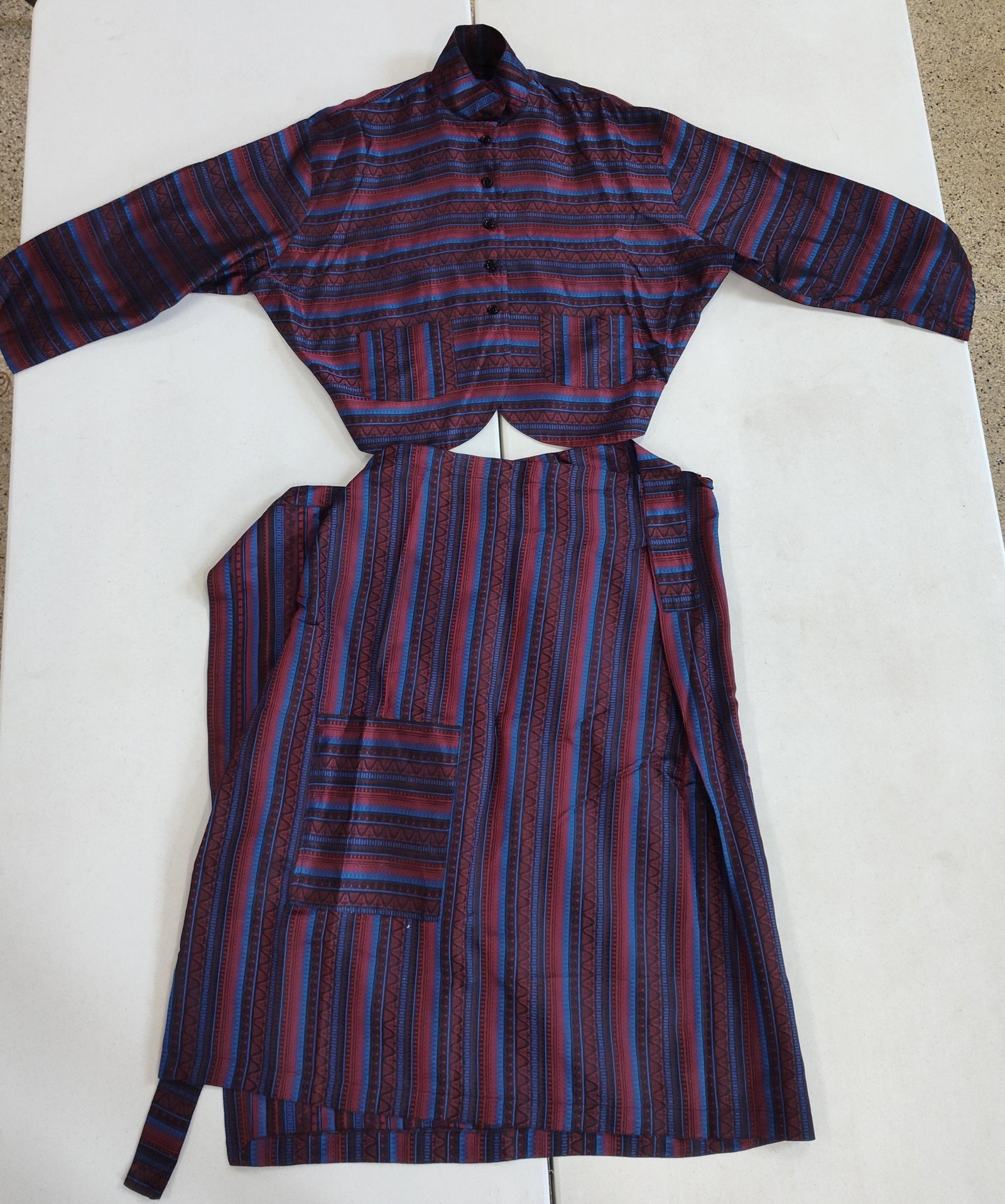 Onyx Custom Designer African Textile Silk ceremonial garb ensemble: size 16