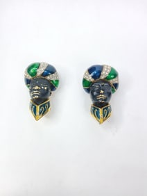 Butler and Wilson Blackamoor figural Clip on earring set of 2