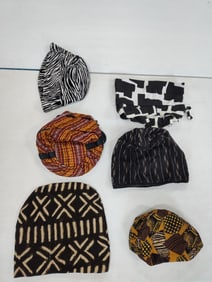 West African Mud Cloth and Tribal Textile Head wear and satchel