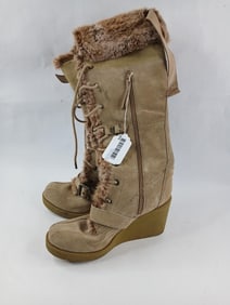 Report Faux Fur Lines Wedge Boots