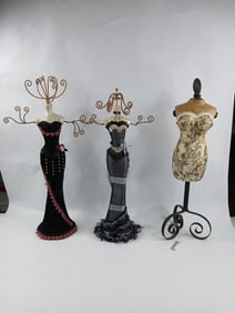 Victorian Vanity Top Paper Mache Dress Form & Jewelry Holders