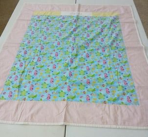 Hand Stitched Child's Under the Sea w/ pink gingham border embroidered name Dakota