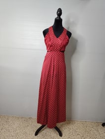 1960s Red Polka Dot Open Back Dress