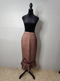 Classic Wool and Leather Pencil Skirt