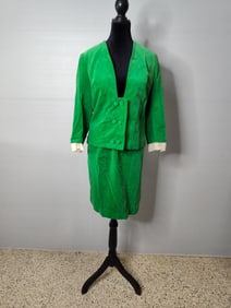 Silk & Felt Classic 1950s Womens Skirt / Jacket Combo