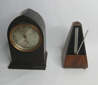 Vintage wind up German Wittner Metronome and Poole Clock