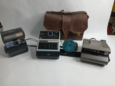 lot of 3 vintage Polaroid and Kodak instant cameras with accessories