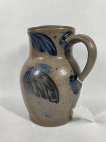 Cobalt Blue Decorated Stoneware Pitcher