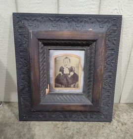 Antique Deep Well Framed Child Photo