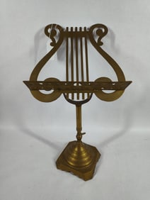 Brass Gatco Lyre Harp shape pedestal music stand