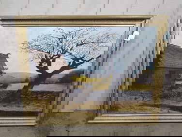 Jane Chartier Artist signed Framed oil on canvas Fall Evening depiction