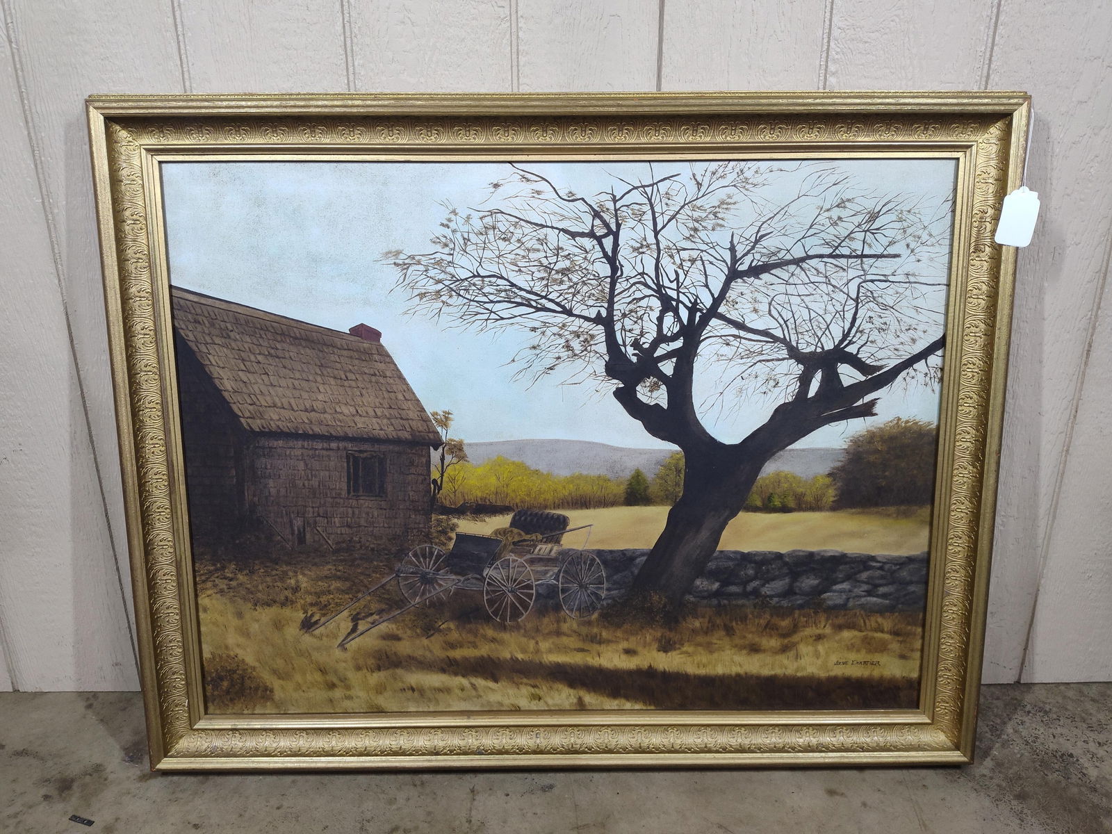 Jane Chartier Artist signed Framed oil on canvas Fall Evening depiction (1 of 7)