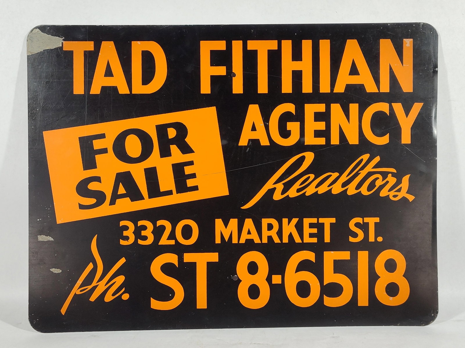 DST Realtor, Moving and Storage Sign - Tad Fithian Realtor & J.V. McNicholas Moving: This great double sided sign showing great graphics and color is a local pce. from Youngstown Ohio measuring 18 x 24?