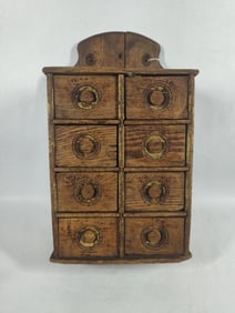 8 Drawer Oak Spice Cabinet