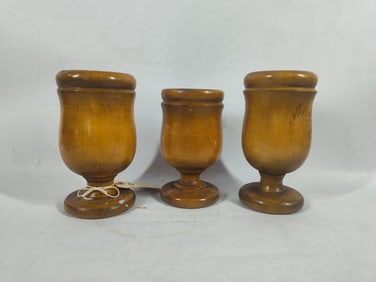 3 Treen Ware Goblets