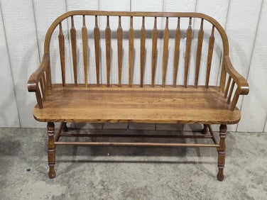 Oak Spindle Back Deacons Bench