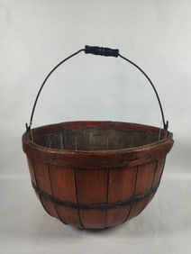 Red Painted Apple Picking Basket