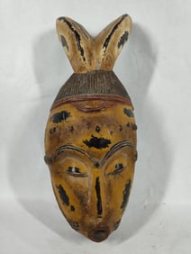 African hand carved/molded mask made of wood ceremonial tribal face mask