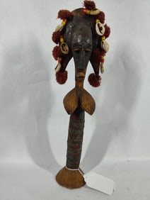 African hand carved Ibeji Frigurine from Yoruba of Benin fertility / twins ritual tin handled artifa