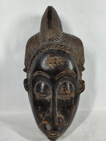 African Ivory Coast carved wood Guro Tribal  ceremonial / ritual mask