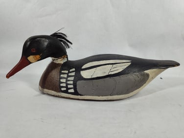 Hand Painted Duck Decoy w/ Glass Eyes