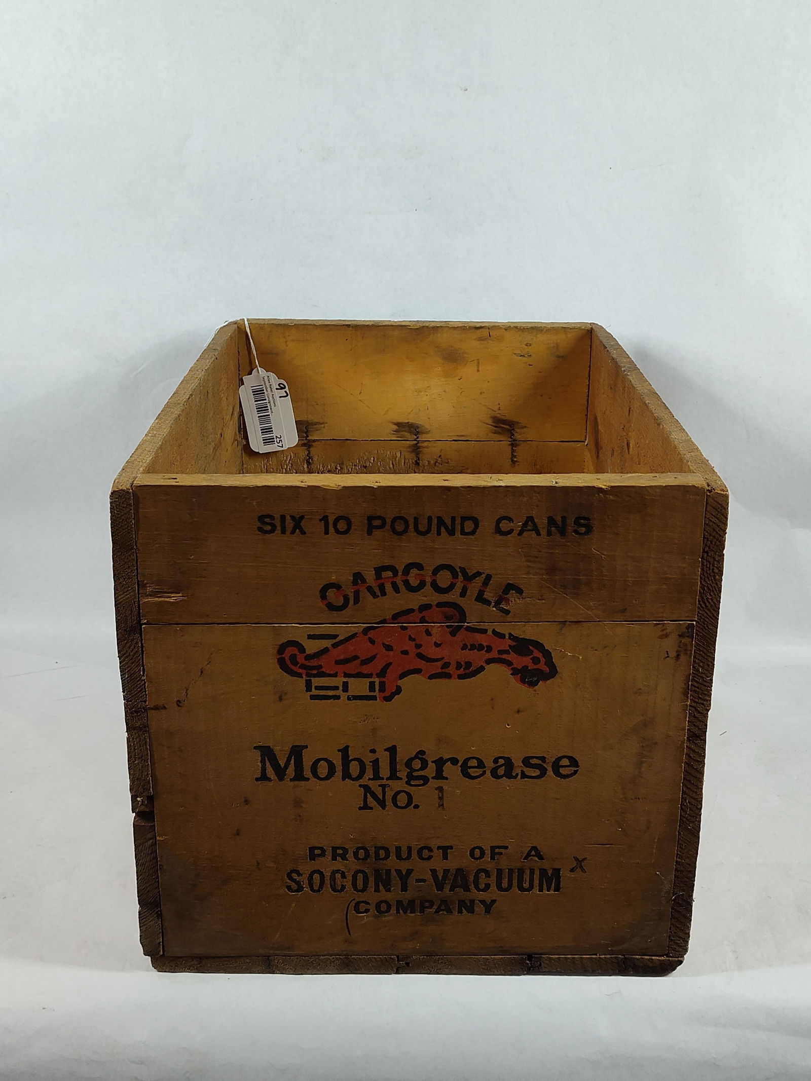 Socony-Vacuum X Co. Gargoyle Mobil Grease Wood Shipping Crate (1 of 6)