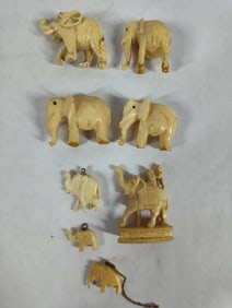 Carved Natural Material Elephants