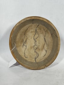 Hand Turned and Painted Wood Dough Bowl