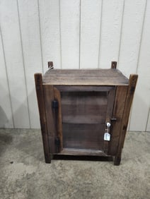 Primitive Screen Sided Shelved One Door Countertop Pie Safe