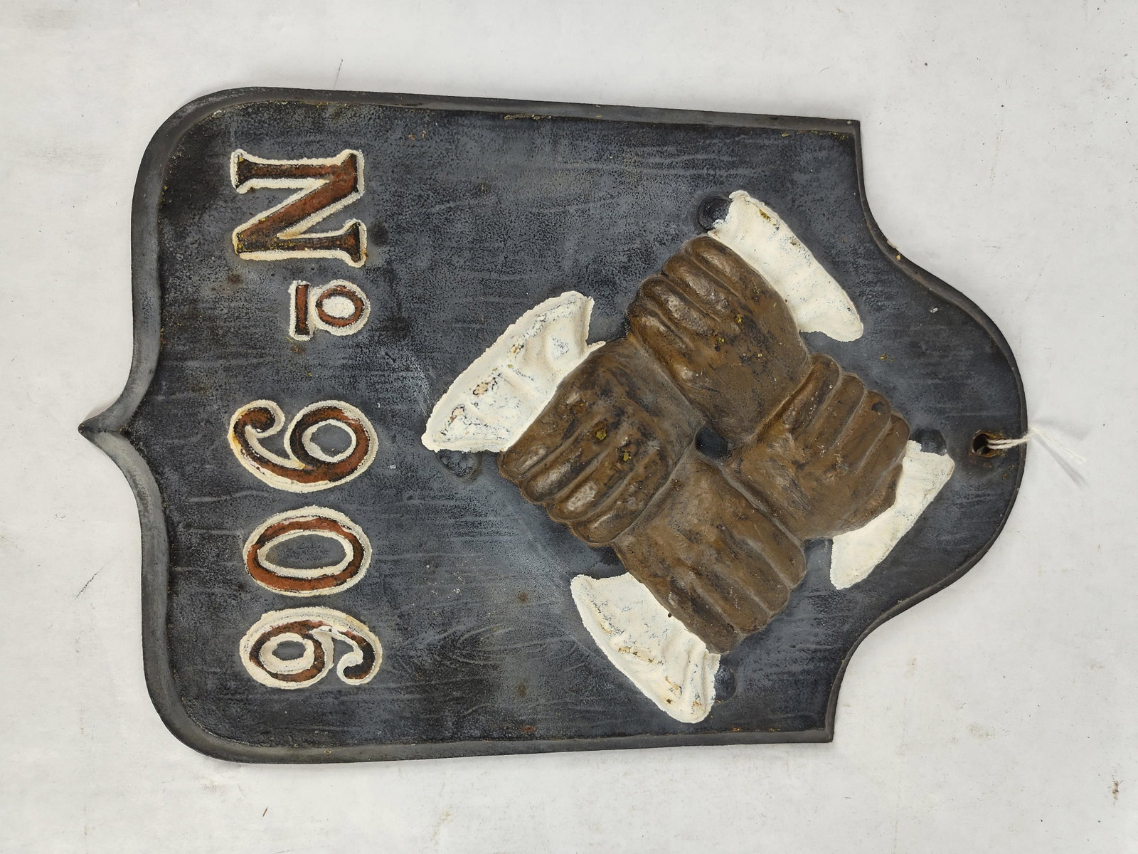 United Firemen's Insurance Co. of Philadelphia Cast Iron Fire Mart No. 906 Plaque: Appears to have been repainted 8 by 11