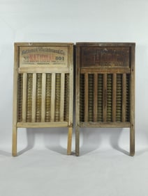 Lot of 2 Antique Wood National Co. No. 801 Washboards